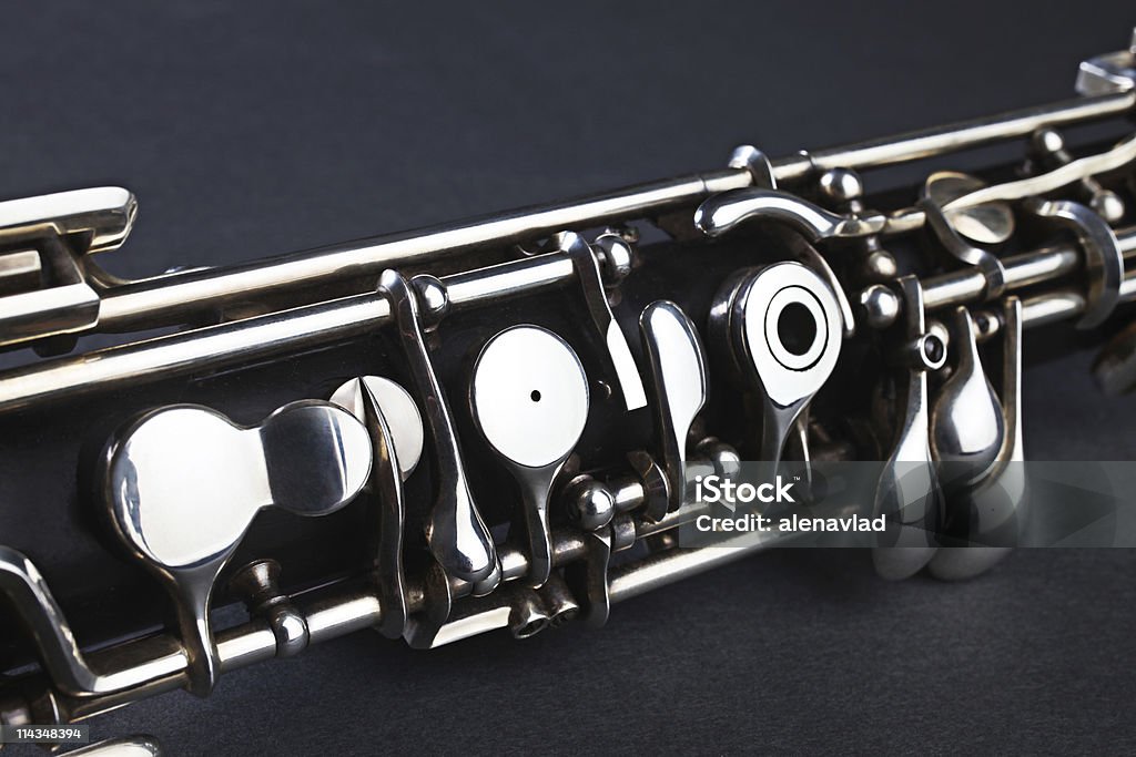 Oboe detalles de instrumento musical - Foto de stock de Oboe libre de derechos