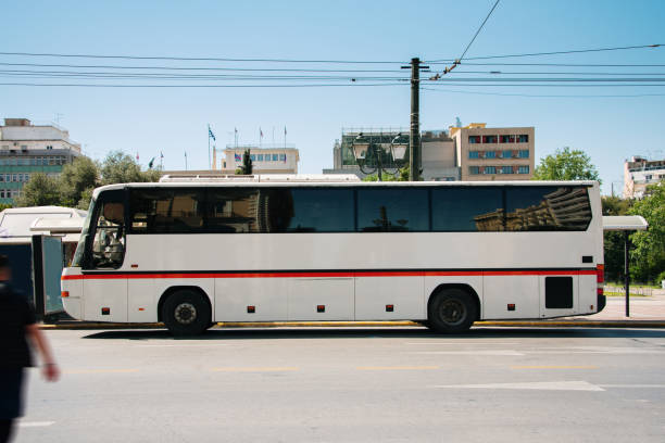 istock Coach bus in a city 1143486873