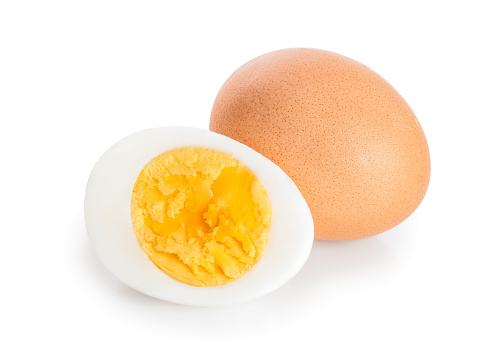 boiled egg and half isolated on white background.
