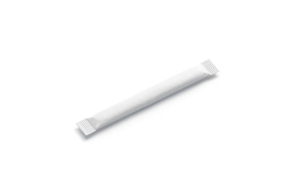 istock Clear blank white sugar packet mock up, isolated, side view 1143492888