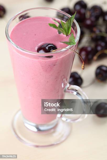 Cherry Milk Shake Stock Photo - Download Image Now - Antioxidant, Black Color, Blended Drink