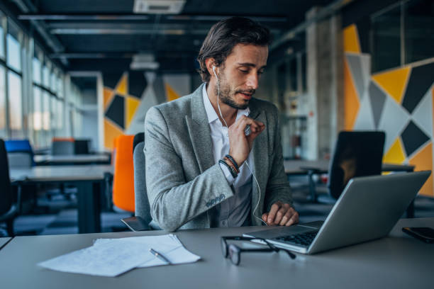 istock Businessman having online meeting in office 1143497783