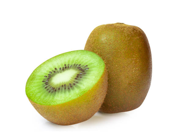 istock Top view of sliced kiwi on white background . 1143499302