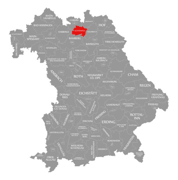 Lichtenfels county red highlighted in map of Bavaria Germany Lichtenfels county red highlighted in map of Bavaria Germany lichtenfels stock illustrations