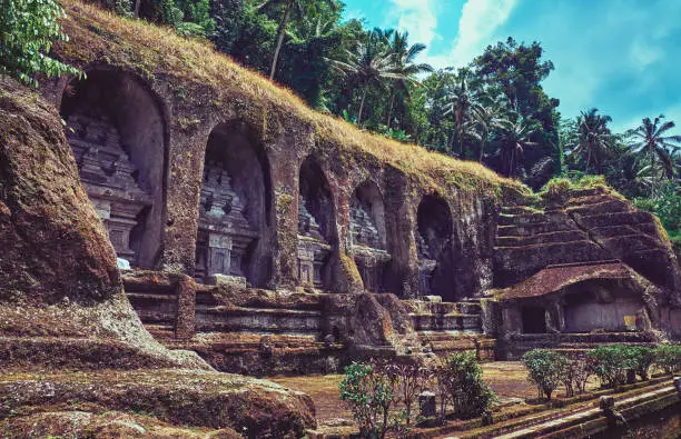 Old tombs in Gunung Kawi Temple in Tampaksiring. Bali, Indonesia.