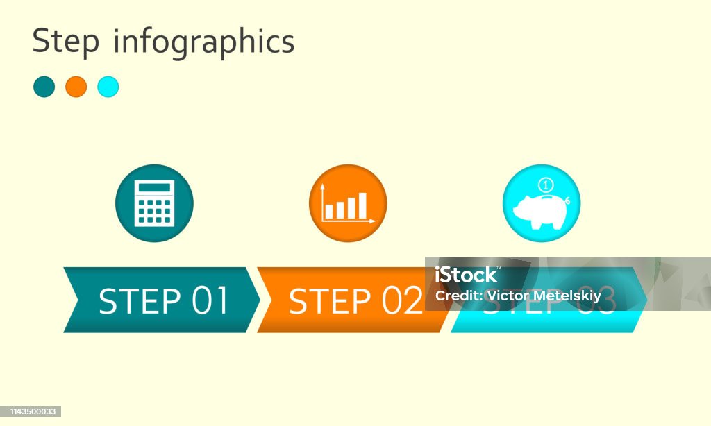 Step By Step Infographics Design Elements Three Arrow Steps Progress ...