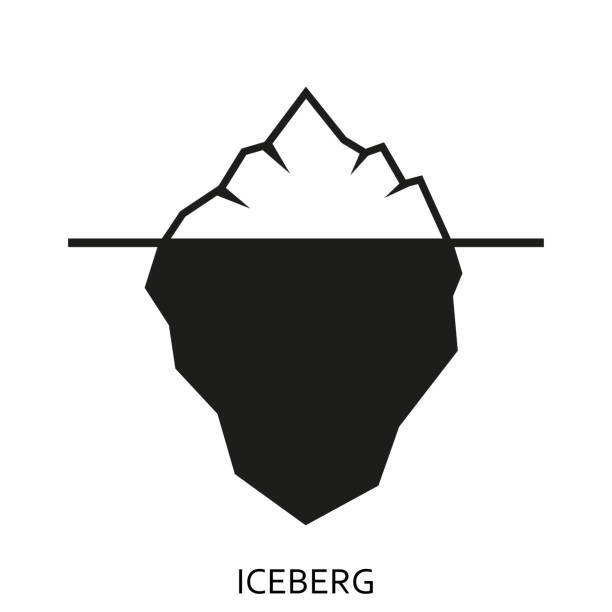 ikona góry lodowej odizolowana na białym tle. emblemat lub etykieta z górą lodową. ilustracja wektorowa. - iceberg ice mountain arctic stock illustrations