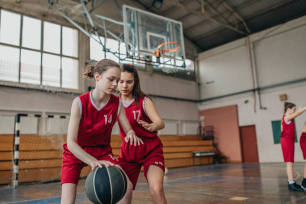 istock Young girls basketball training 1143502453