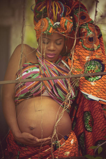 Beautiful african american woman in typical african clothing.
