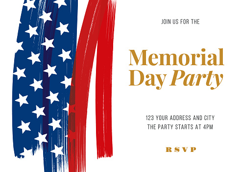 Memorial Day Party Invitation Template.