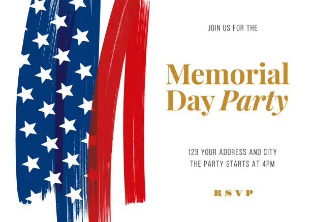 Vector illustration of Memorial Day Party Invitation Template.
