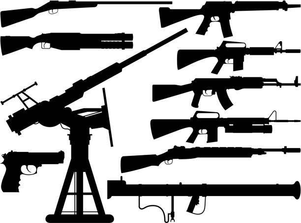 Guns Guns. machine gun stock illustrations