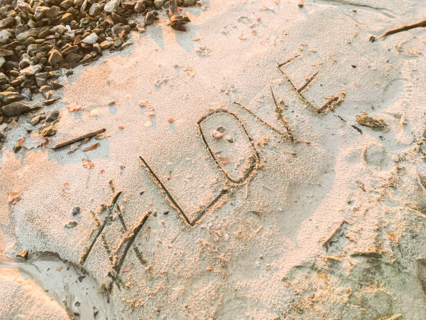 istock words written in the sand on the beach by a man 1143511445