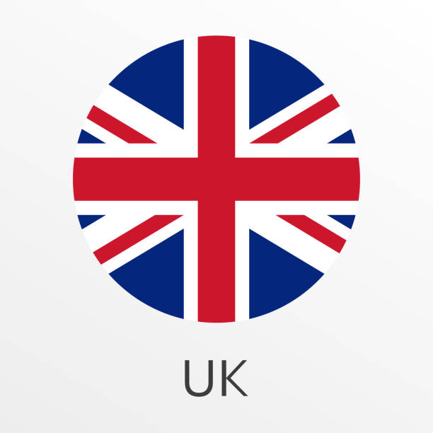 illustrations, cliparts, dessins animés et icônes de drapeau du royaume-uni icône ou un badge rond. royaume-uni et la grande-bretagne bouton de cercle. symbole national britannique. illustration vectorielle. - british flag vector uk national flag