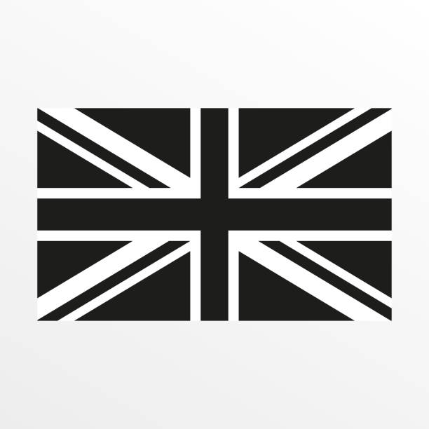 illustrazioni stock, clip art, cartoni animati e icone di tendenza di bandiera britannica icona in bianco e nero. regno unito e gran bretagna simbolo nazionale. illustrazione vettoriale. - british flag vector uk national flag