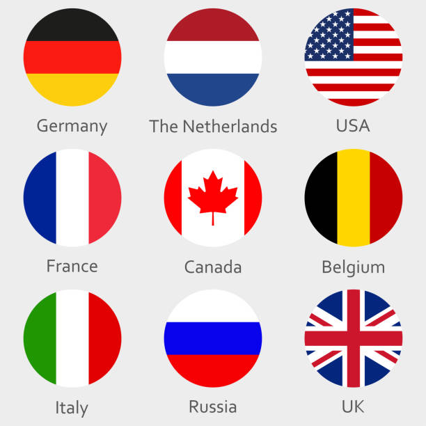 Circle flags icon or badges set. Round National symbol of USA, UK, Holland, the Netherlands, Germany, Italy, Canada, France, Russia and Belgium. Vector illustration. Circle flags icon or badges set. Round National symbol of USA, UK, Holland, the Netherlands, Germany, Italy, Canada, France, Russia and Belgium. Vector illustration. как принимать экстракт восковой моли правильно stock illustrations