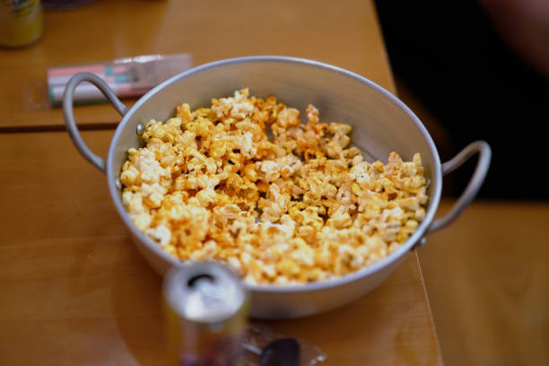 istock popcorn in aluminium bow on the table in the party 1143517218