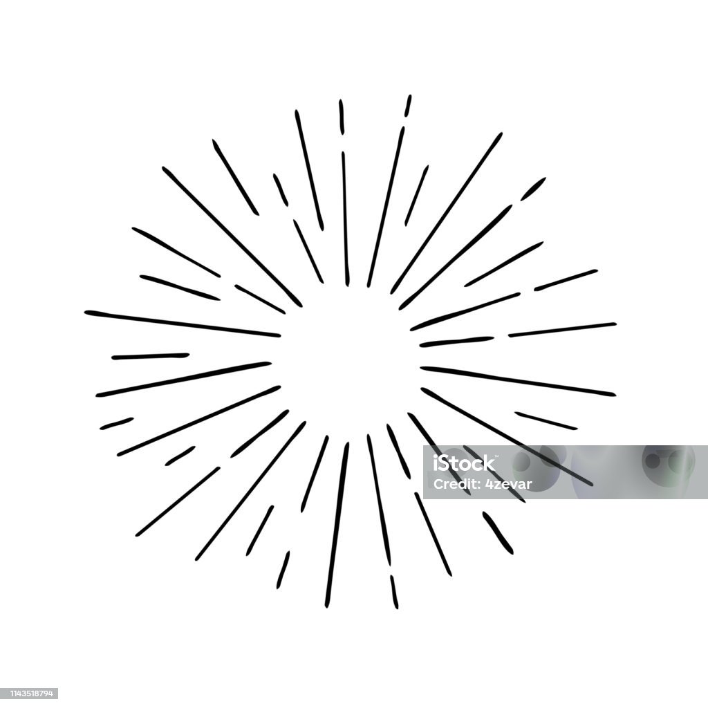 Csun Rays Drawing Sun Rays Hand Drawn Linear Drawing Stock Illustration - Download Image ...
