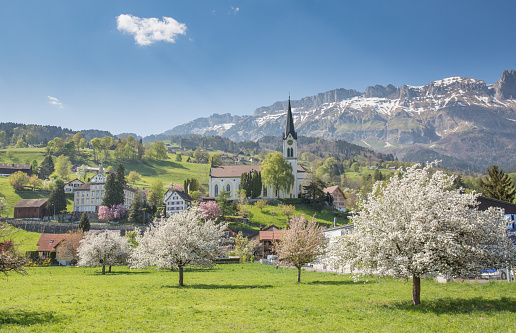 The pretty Swiss mountain village of Buchs