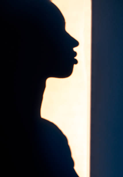 istock Beautiful anonymous woman face shadow 1143519967