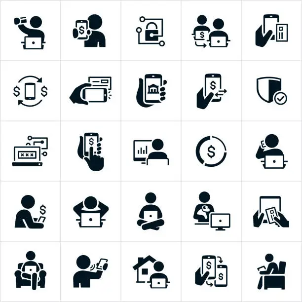 Vector illustration of Mobile and Online Banking Icons