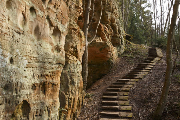 istock Sandstone rock in spring in Latvia. 1143524007