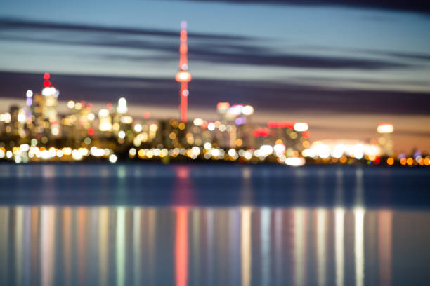 City lights bokeh blurred background