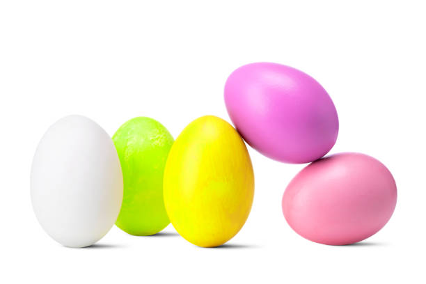 istock Set of handmade painted colorful easter eggs isolated on a white background. 1143525470