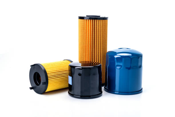 Oil , fuel or air filter for engine car  isolated on white background.