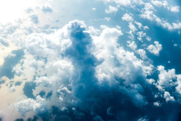 istock Top view of white clouds above the ground or water 1143526435