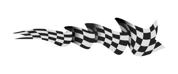 checkered rennflagge vektorillustration isoliert auf weiß - checkered flag flag the end motorized sport stock-grafiken, -clipart, -cartoons und -symbole
