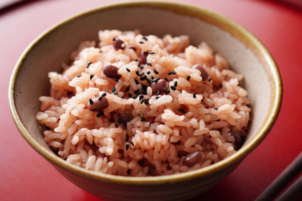 istock Steamed rice with adzuki beans.Festive red rice. 1143528926
