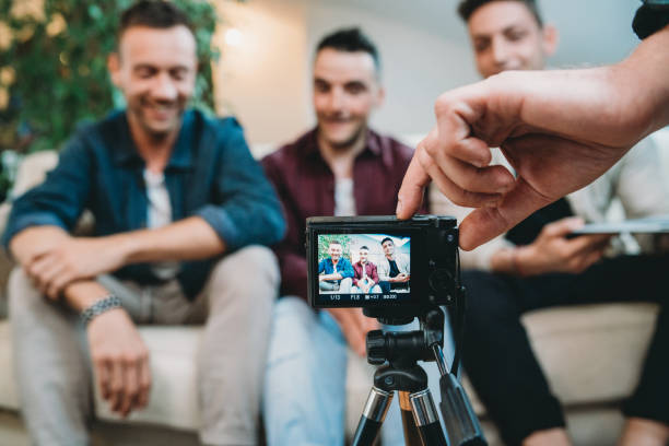 istock Three friends doing a vlog video together 1143529066