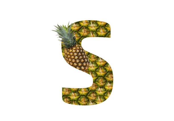 istock Alphabet letter S made from pineapple on a white background. Tropical fruit pineapple diet summer food. 1143529072
