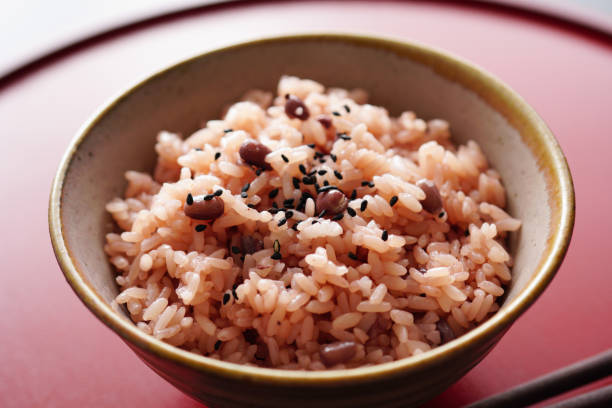 istock Steamed rice with adzuki beans.Festive red rice. 1143529137