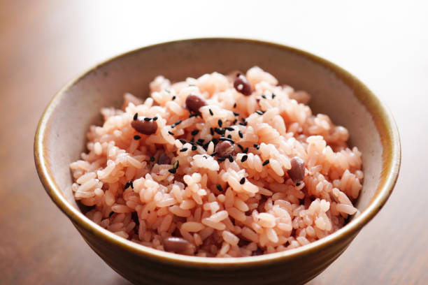 istock Steamed rice with adzuki beans.Festive red rice. 1143529154