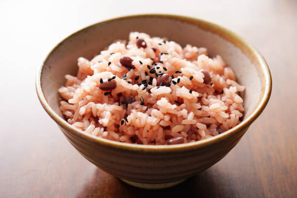 istock Steamed rice with adzuki beans.Festive red rice. 1143529240