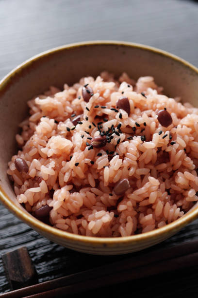istock Steamed rice with adzuki beans.Festive red rice. 1143529757
