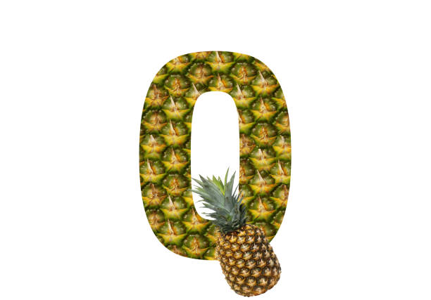 istock Alphabet letter Q made from pineapple on a white background. Tropical fruit pineapple diet summer food. 1143530174