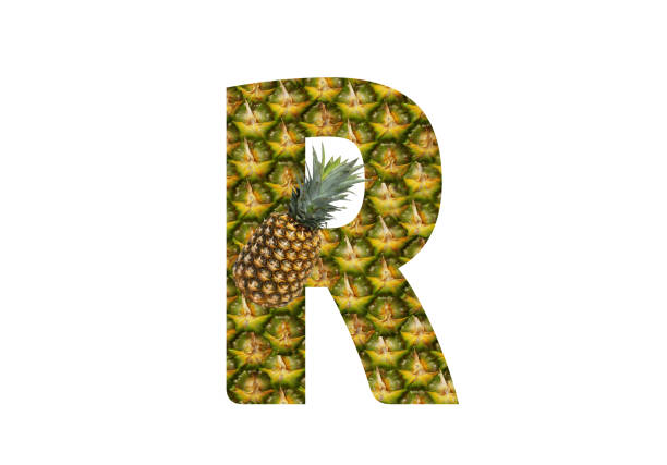 istock Alphabet letter R made from pineapple on a white background. Tropical fruit pineapple diet summer food. 1143530383