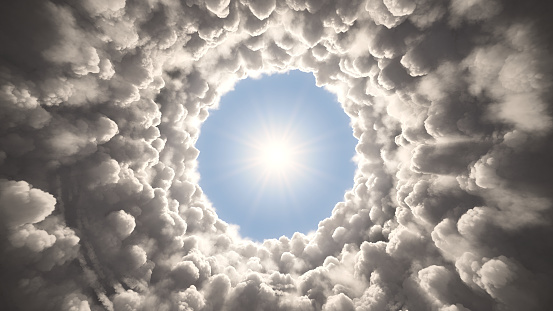 Tunnel in the clouds 3d illustration