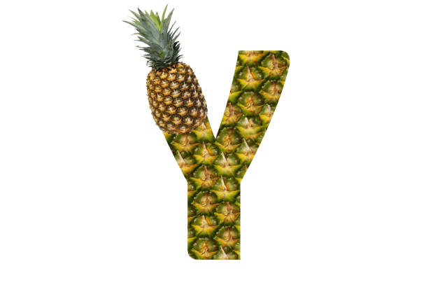 istock Alphabet letter Y made from pineapple on a white background. Tropical fruit pineapple diet summer food. 1143532520