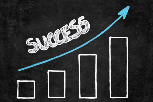 istock handwritten white chalk drawing graph of success on blackboard with copy space. Planning concept 1143535011