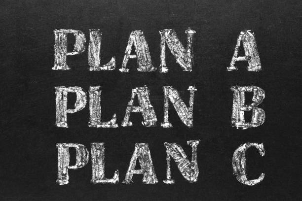 istock Handwritten white chalk plan A B C on blackboard. Planning concept 1143535577