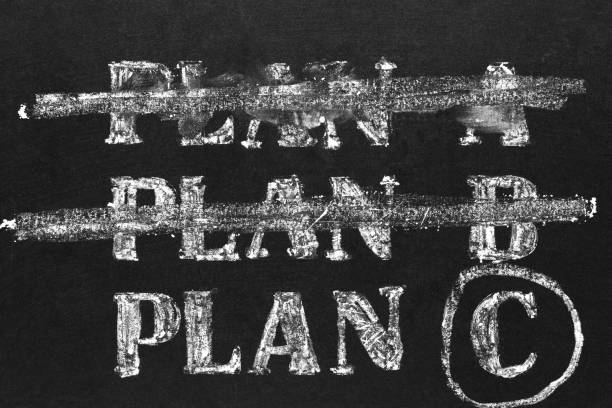 istock Handwritten white chalk plan A B C on blackboard. Planning concept 1143535620