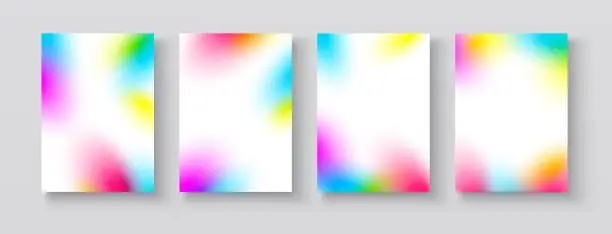 Vector illustration of Colorful A4 templates with abstract blurred elements and gradient effect
