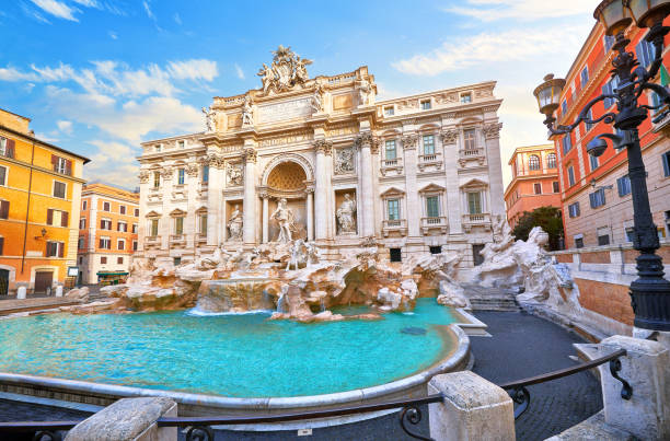 fontanna di trevi w rzymie, włochy - trevi fountain rome fountain monument zdjęcia i obrazy z banku zdjęć