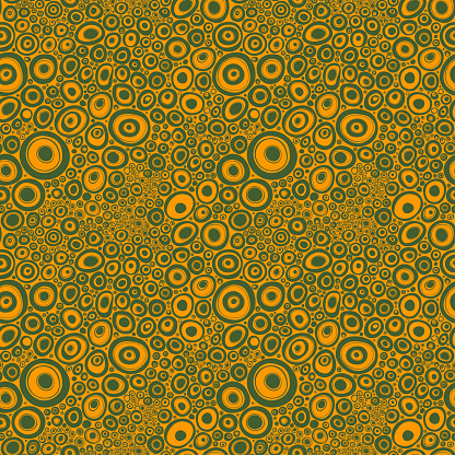 abstract pattern of yellow circles and dots, seamless vector pattern