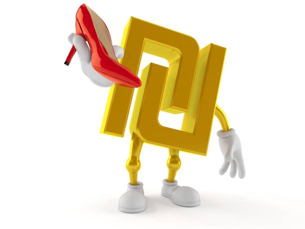 istock Shekel character holding high heel 1143539252