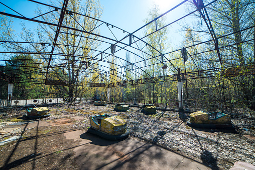 Abandoned amusement park in Pripyat, Chernobyl alienation zone.